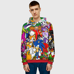 Толстовка-худи мужская Sonic, цвет: 3D-красный — фото 2