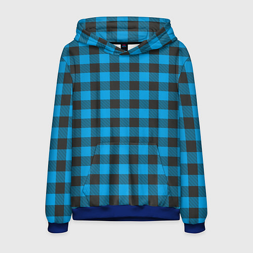Мужская толстовка Голубая клетка / 3D-Синий – фото 1