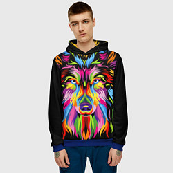 Толстовка-худи мужская Neon wolf, цвет: 3D-синий — фото 2