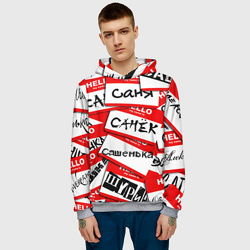 Мужская толстовка Hello, my name is / 3D-Меланж – фото 3