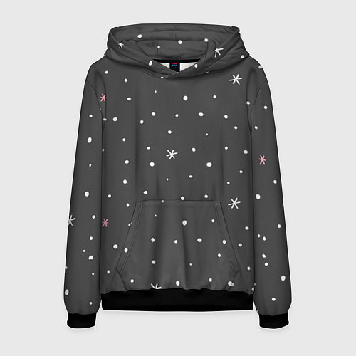 Мужская толстовка Снежинки и звёзды / 3D-Черный – фото 1
