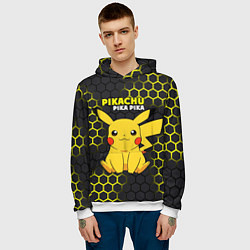 Толстовка-худи мужская Pikachu Pika Pika, цвет: 3D-белый — фото 2