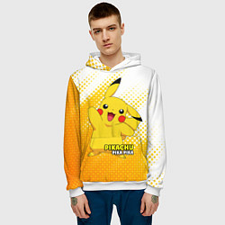 Толстовка-худи мужская Pikachu Pika Pika, цвет: 3D-белый — фото 2