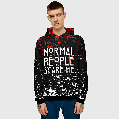 Мужская толстовка Normal People Scare Me / 3D-Черный – фото 3