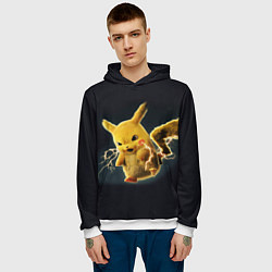 Толстовка-худи мужская Pikachu Pika Pika, цвет: 3D-белый — фото 2