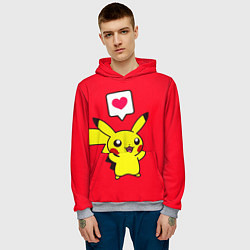 Толстовка-худи мужская Pikachu Pika Pika, цвет: 3D-меланж — фото 2