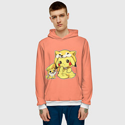 Толстовка-худи мужская Pikachu Pika Pika, цвет: 3D-белый — фото 2