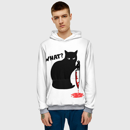 Мужская толстовка What Cat / 3D-Меланж – фото 3