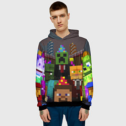 Толстовка-худи мужская Minecraft - characters - video game, цвет: 3D-черный — фото 2