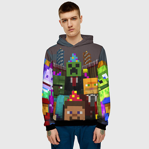 Мужская толстовка Minecraft - characters - video game / 3D-Черный – фото 3