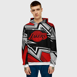 Толстовка-худи мужская LA LAKERS RED, цвет: 3D-белый — фото 2