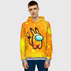 Толстовка-худи мужская AMONG US - Pikachu, цвет: 3D-меланж — фото 2