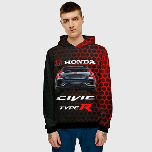 Мужская толстовка Honda Civic Type R / 3D-Черный – фото 3