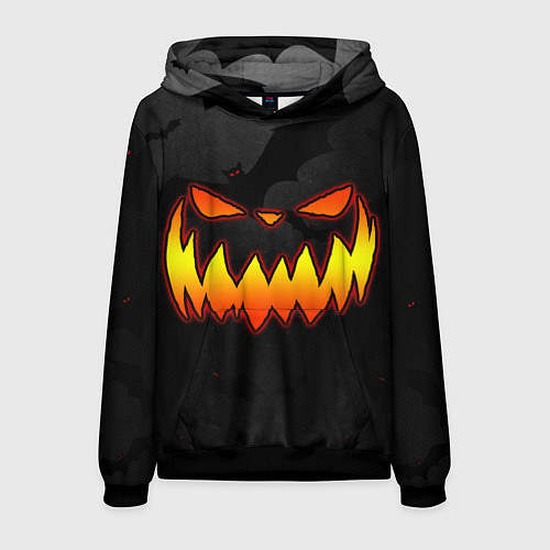 Мужская толстовка Pumpkin smile and bats / 3D-Черный – фото 1