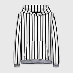 Толстовка-худи мужская Чёрные и белые полосы, цвет: 3D-меланж