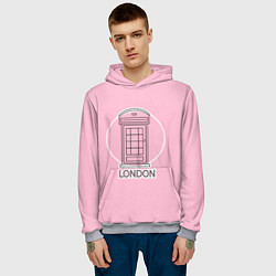 Толстовка-худи мужская Телефонная будка, London, цвет: 3D-меланж — фото 2