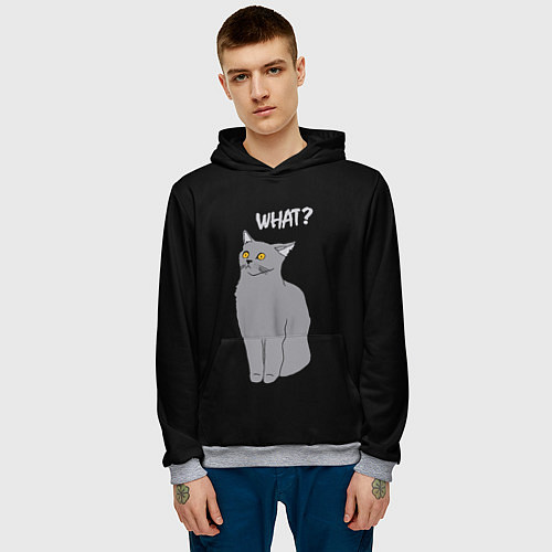 Мужская толстовка What cat / 3D-Меланж – фото 3
