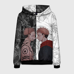 Толстовка-худи мужская Jujutsu Kaisen Сукуна х Юдзи, цвет: 3D-черный