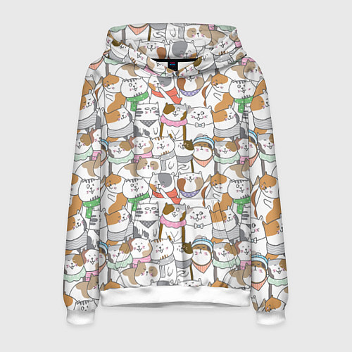 Мужская толстовка Большая семья котиков / 3D-Белый – фото 1