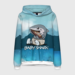 Толстовка-худи мужская Baby Shark, цвет: 3D-белый