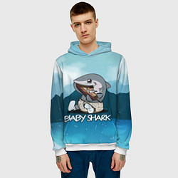 Толстовка-худи мужская Baby Shark, цвет: 3D-белый — фото 2