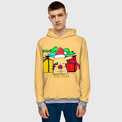 Толстовка-худи мужская New Year Pikachu, цвет: 3D-меланж — фото 2
