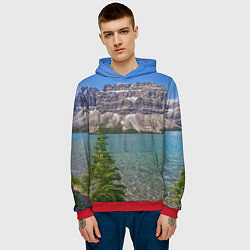 Толстовка-худи мужская Горное озеро, цвет: 3D-красный — фото 2