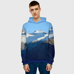 Толстовка-худи мужская Снежные горы, цвет: 3D-синий — фото 2