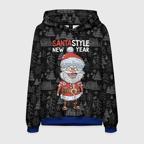 Мужская толстовка Santa style / 3D-Синий – фото 1