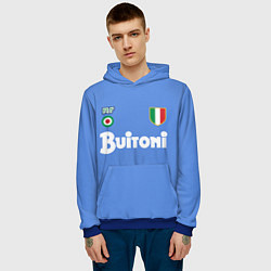 Толстовка-худи мужская Диего Марадона Наполи Ретро, цвет: 3D-синий — фото 2
