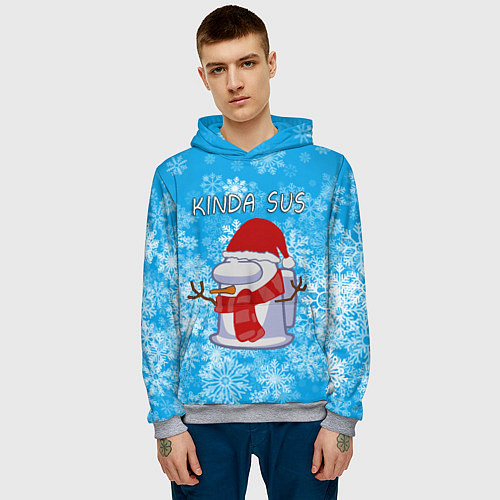 Мужская толстовка AMONG US СНЕГОВИК / 3D-Меланж – фото 3