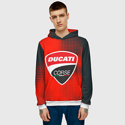Толстовка-худи мужская Ducati Corse logo, цвет: 3D-белый — фото 2