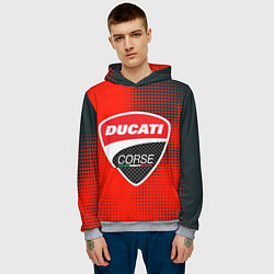 Толстовка-худи мужская Ducati Corse logo, цвет: 3D-меланж — фото 2