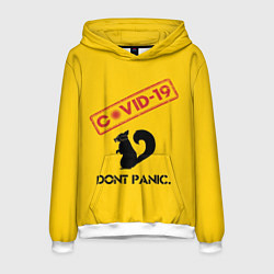 Толстовка-худи мужская Dont Panic covid-19, цвет: 3D-белый