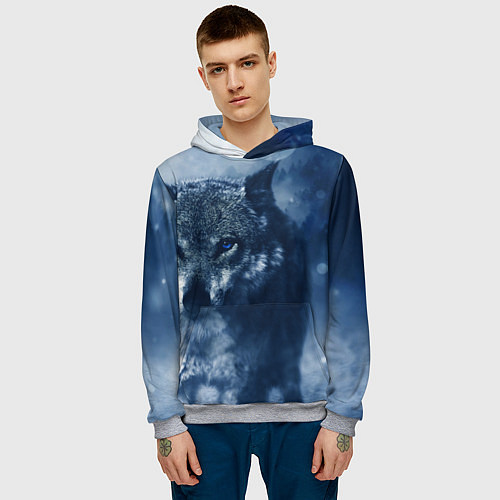 Мужская толстовка Красивый волк / 3D-Меланж – фото 3