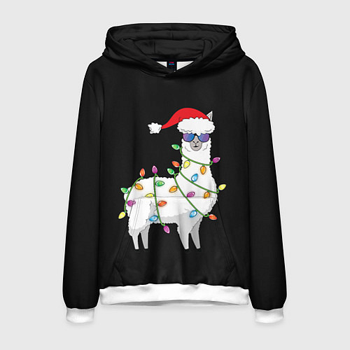 Мужская толстовка Рождественская Лама / 3D-Белый – фото 1