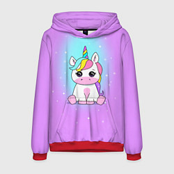 Толстовка-худи мужская Единорог, цвет: 3D-красный