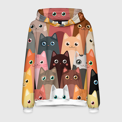 Мужская толстовка Котики мультяшные / 3D-Белый – фото 1
