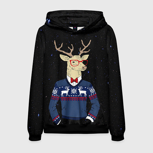 Мужская толстовка Hipster Deer / 3D-Черный – фото 1