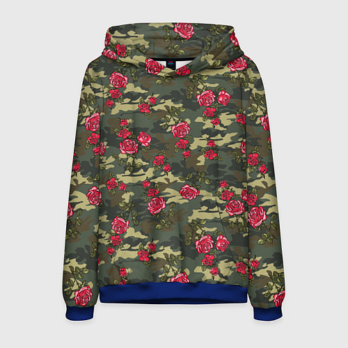 Мужская толстовка Камуфляж и розы / 3D-Синий – фото 1