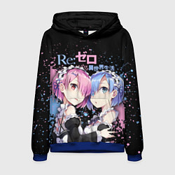 Толстовка-худи мужская Re:Zero, Рам и Рем, цвет: 3D-синий