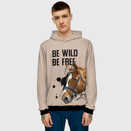 Мужская толстовка Be wild be free / 3D-Черный – фото 3
