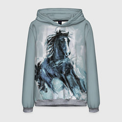 Толстовка-худи мужская Нарисованный конь, цвет: 3D-меланж