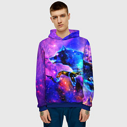 Толстовка-худи мужская Волки, цвет: 3D-синий — фото 2