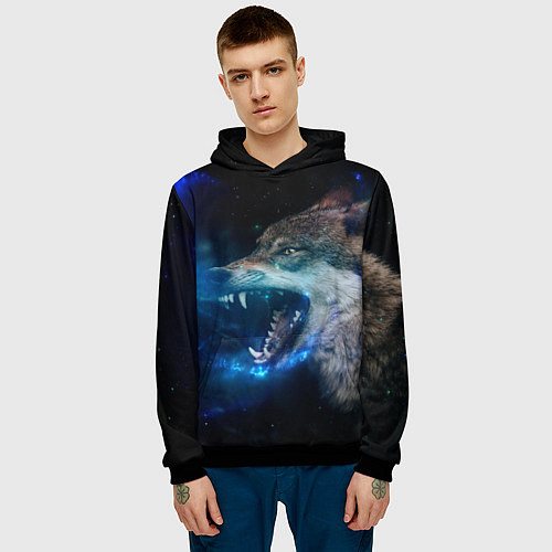 Мужская толстовка Волчара Юморит / 3D-Черный – фото 3