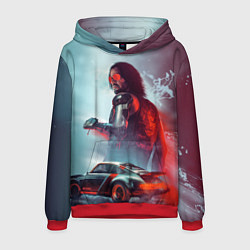 Толстовка-худи мужская Cyberpunk 2077 Джонни и Порш, цвет: 3D-красный
