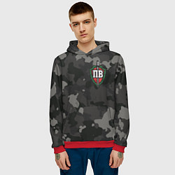 Толстовка-худи мужская Пограничные войска, цвет: 3D-красный — фото 2