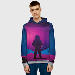 Толстовка-худи мужская Космонавт на лиловой планете, цвет: 3D-меланж — фото 2
