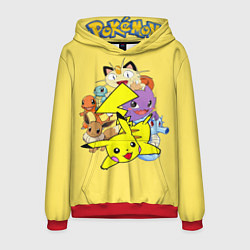 Толстовка-худи мужская Pokemon-Pikachu, цвет: 3D-красный