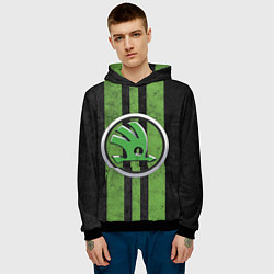 Толстовка-худи мужская Skoda Green Logo Z, цвет: 3D-черный — фото 2